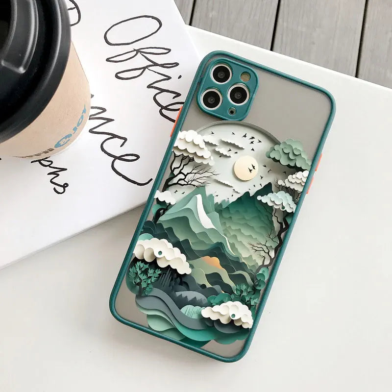Printing Landscape phone case For iPhone 17 16 15 14 11 12 13 Pro Max Mini XS X XR 16 Plus Creative Mountains Shockproof Cover