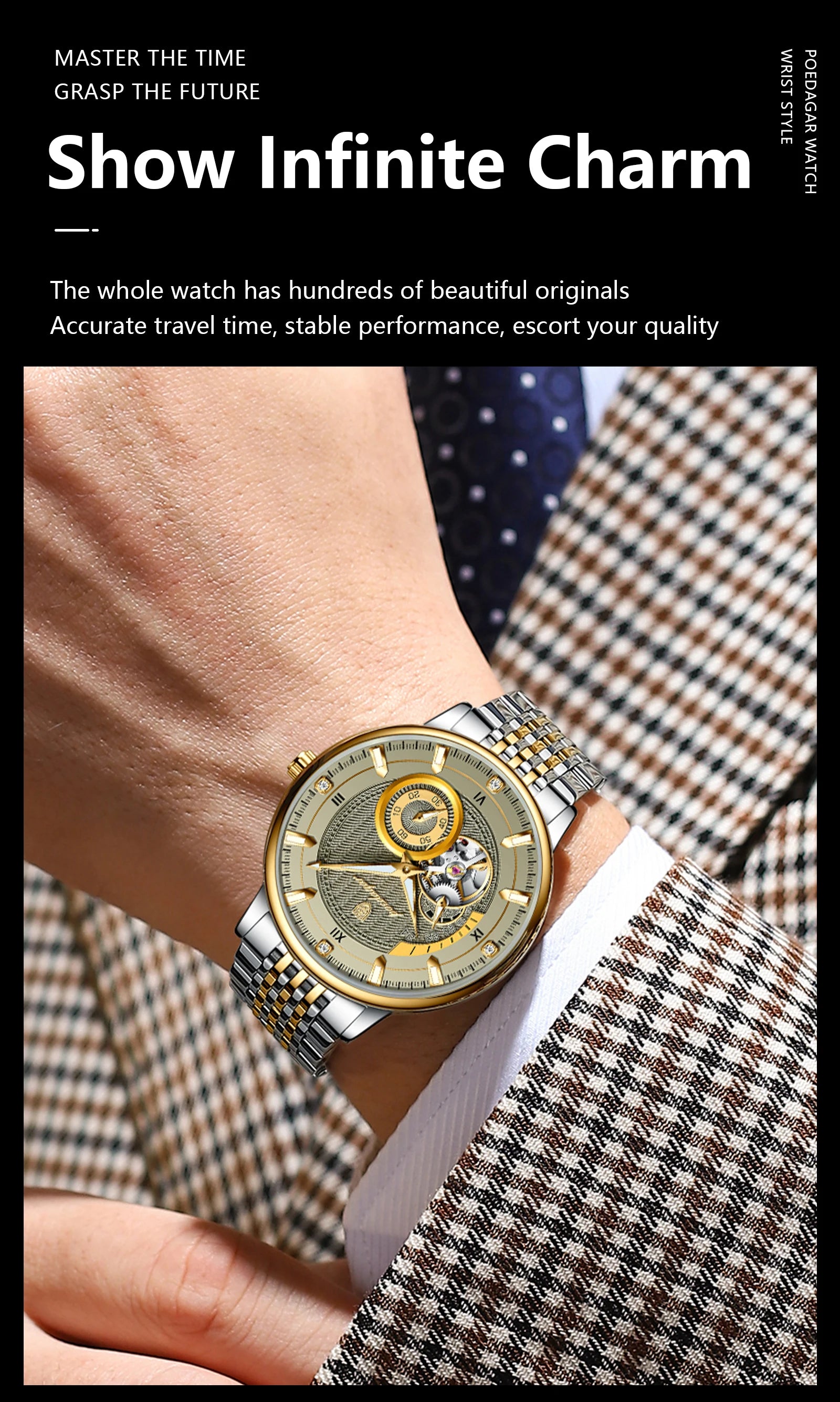 POEDAGAR Top Luxury Man Wristwatch Luminous Hollow Tourbillon Stainless Steel Men Clock Mechanical Automatic Men's Watches Reloj