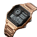 Skmei Dual Time Zone Men's Digital Sports Bracelet Watches Luxury Stainless Steel Band 50M Waterproof Led Chronograph Stop Watch