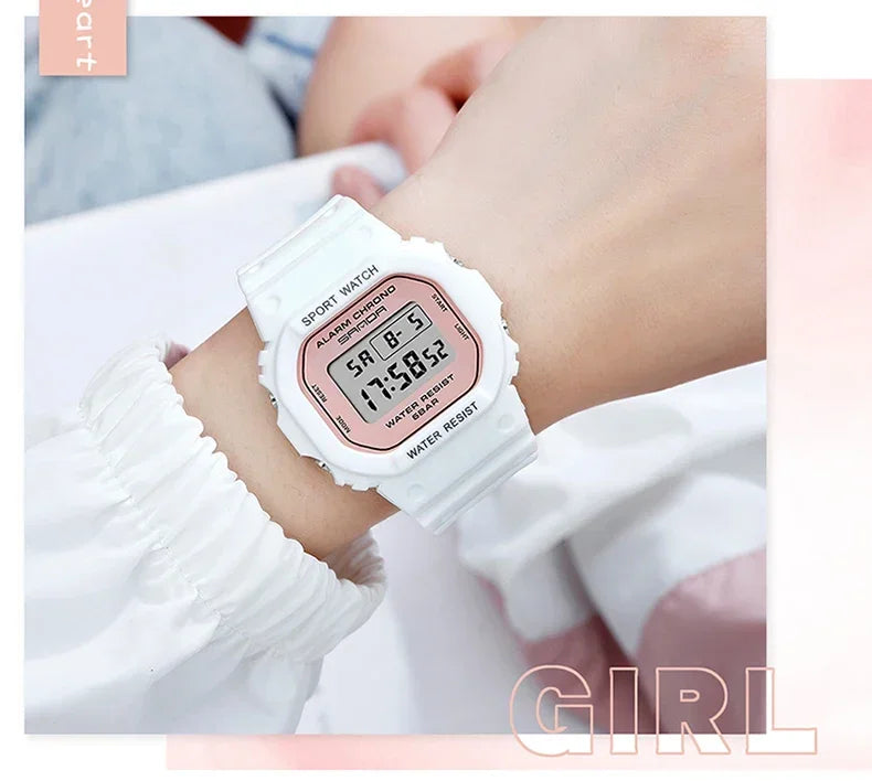 SANDA 293  Waterproof Watch Fashion Brand Ladies Watches For Women Sport Digital Wristwatches Female Clock LED Display 50m