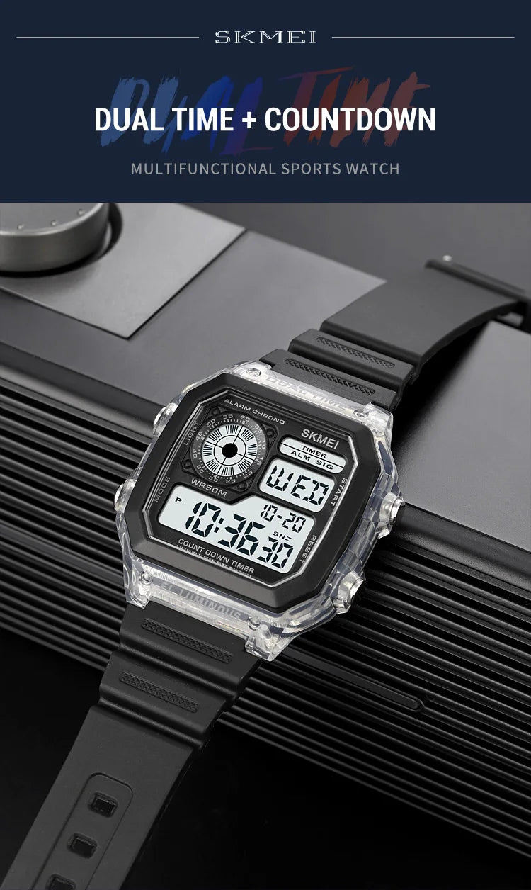 SKMEI 1998 Mens Multifunction 5Bar Waterproof Chrono Wristwatch Clock reloj hombre  Japan Digital Movement Countdown Sport Watch