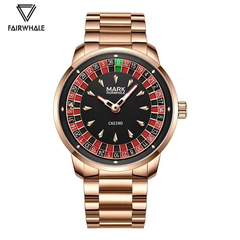 Mark Fairwhale 5031 Fashion Quartz Watches for Man Creative Rotating Dial Luminous Waterproof Steel Strap Casual Men Wristwatch