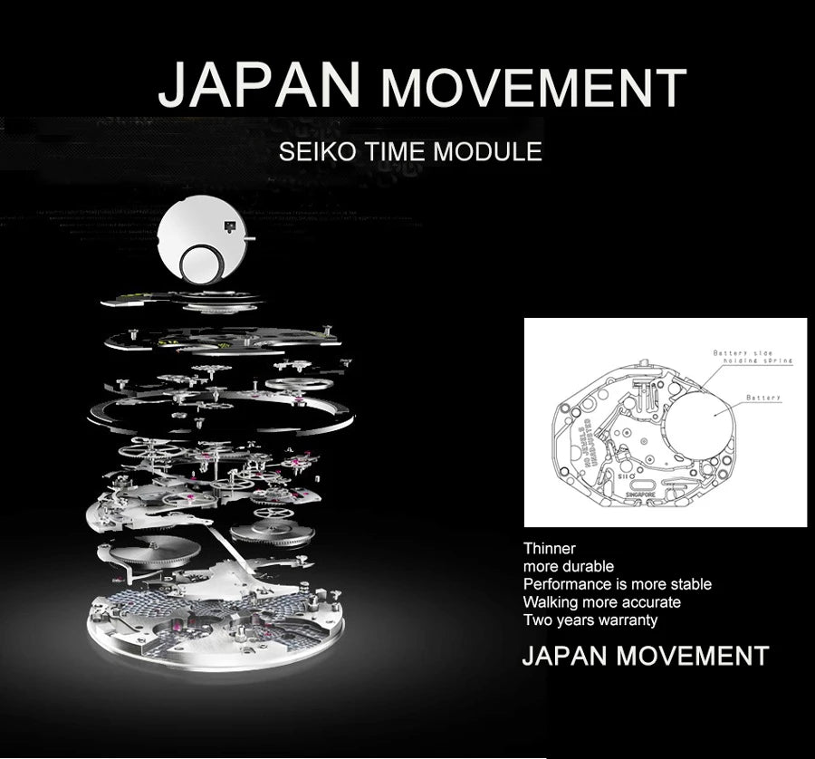 HANNAH MARTIN Brand Japan Quartz Movement Men's Waterproof Wrist Watches Fashion Luxury Ultra Thin Leather Creative Male Watches