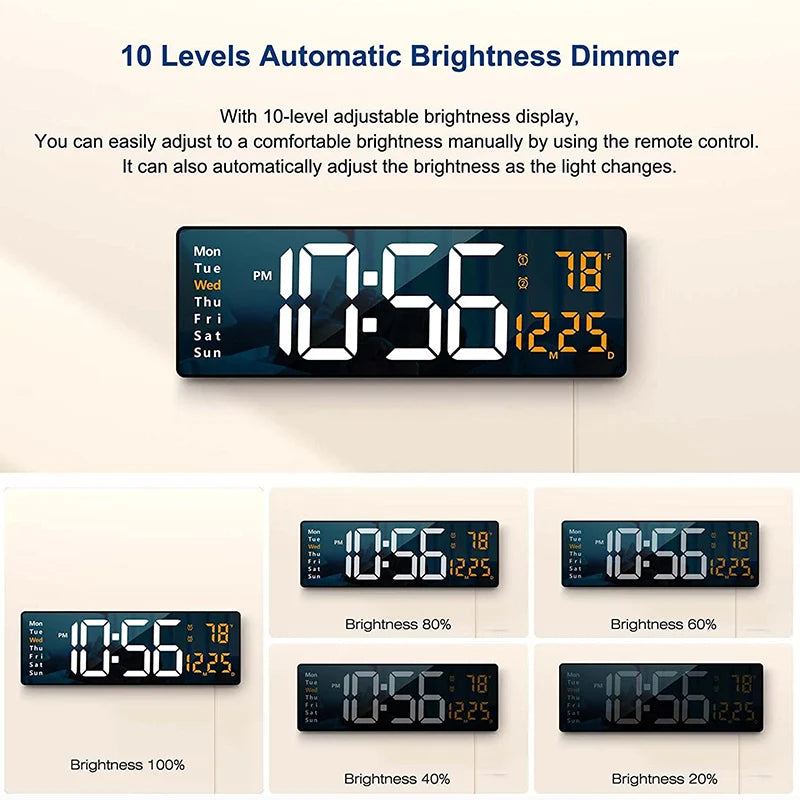 Smart Mute LED Electronic Wall Clock Modern Desk Clock Night Alarm Minimalist Thermometer Air Clock Home Decor For Living Room