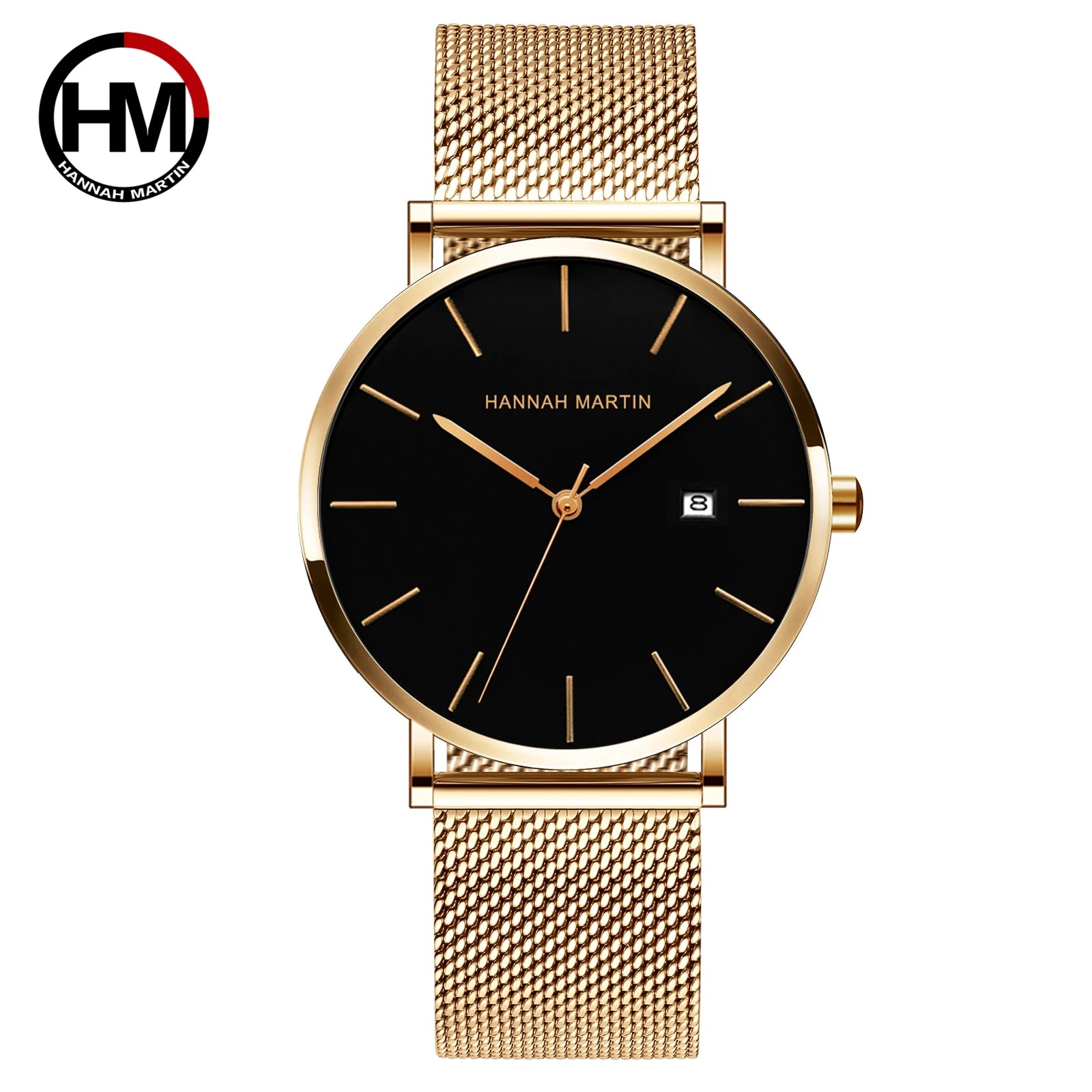 Men Dropshipping Wristwatch Hannah Martin Japan Movement 40mm Blue Minimalist Casual Leather Top Brand 3Bar Luxury Watch for Men