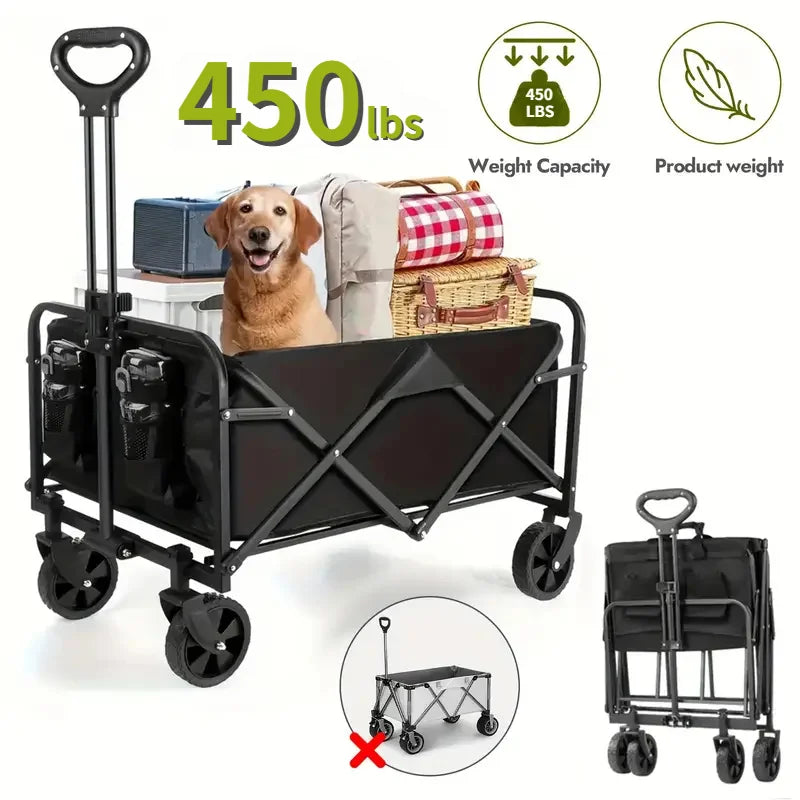 Cart Folding us Foldable Wagon, 330/450LB Heavy Duty Foldable Utility Garden Wagon With Terrain Car storage car Wheels, Side Pockets, Portable C