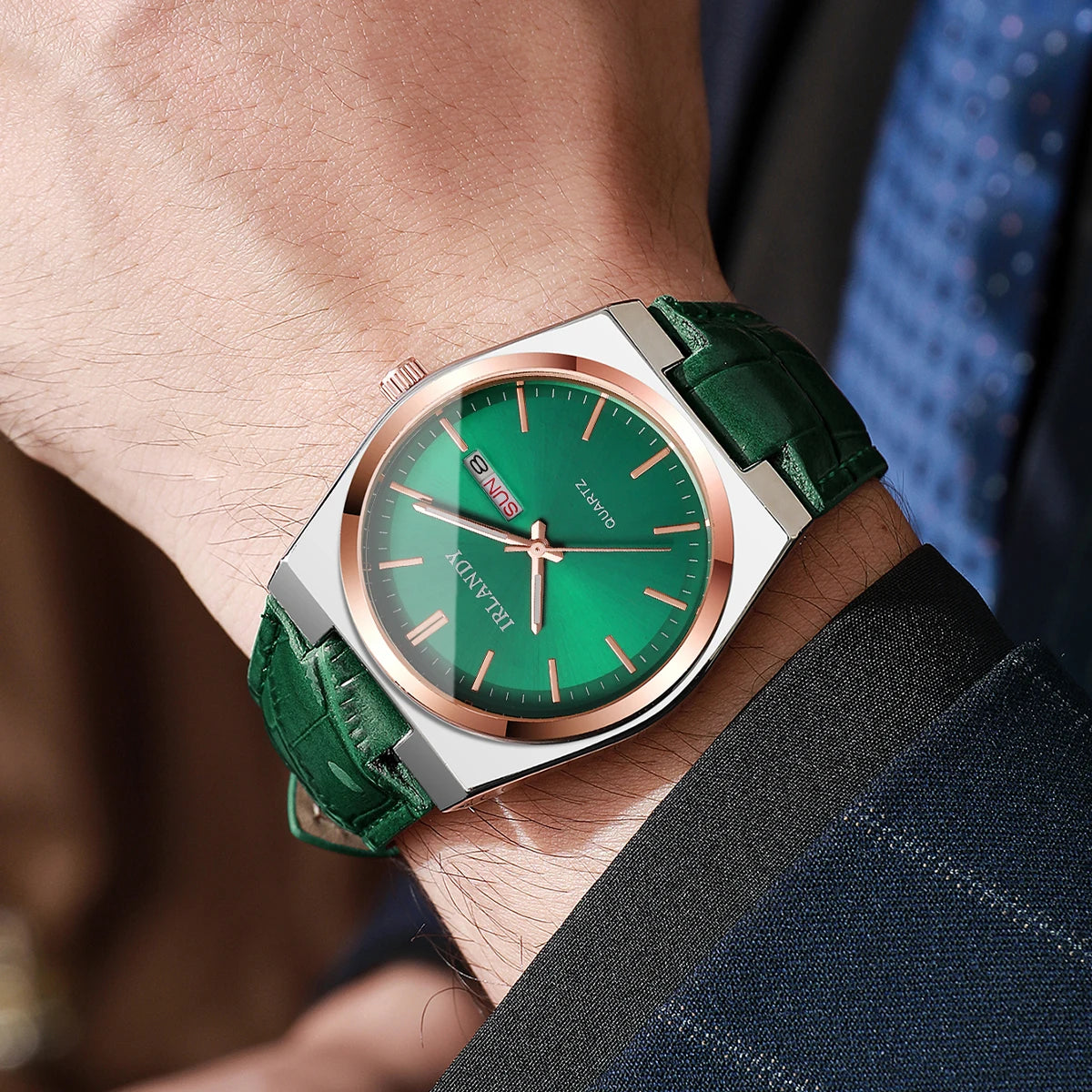 Fashion Men Business Watches Calendar Quartz Watch Casual Leather Strap Wristwatches Reloj Hombre（Without Box）