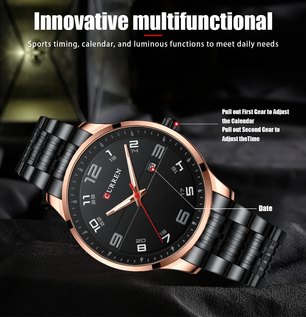 Men Fashion Casual Business Watches Men's Quartz Clock Male stainless steel Strap Wrist Watch Relogio