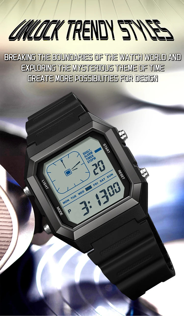 SANDA 6307 Fashion Digital Watches for Man Multifunction Luminous Chronograph Calendar Outdoor Sport Waterproof Electronic Watch
