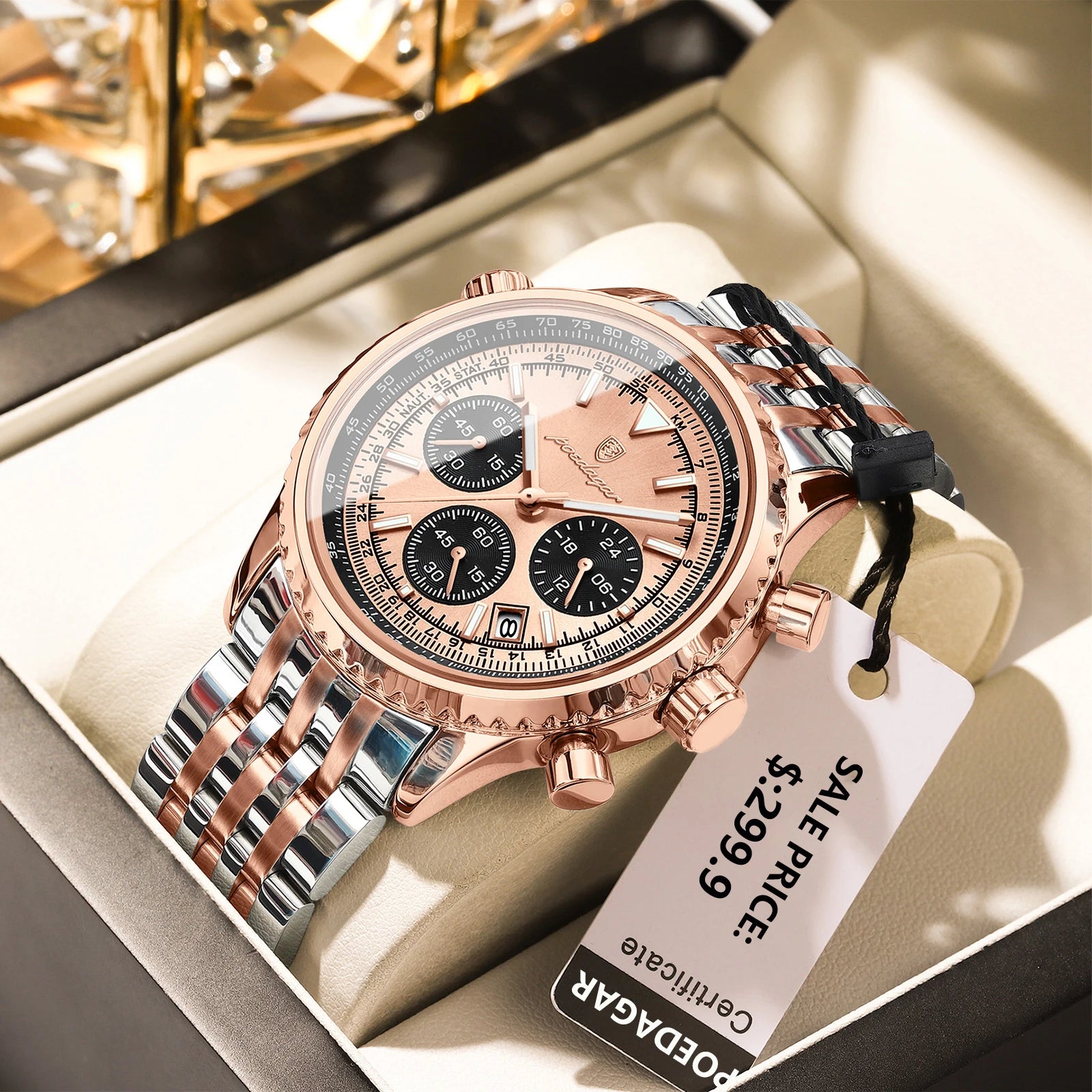 POEDAGAR Luxury Sport Man Watch Chronograph Date Waterproof Luminous Men's Quartz Watches Stainless Steel Fashion Men Wristwatch