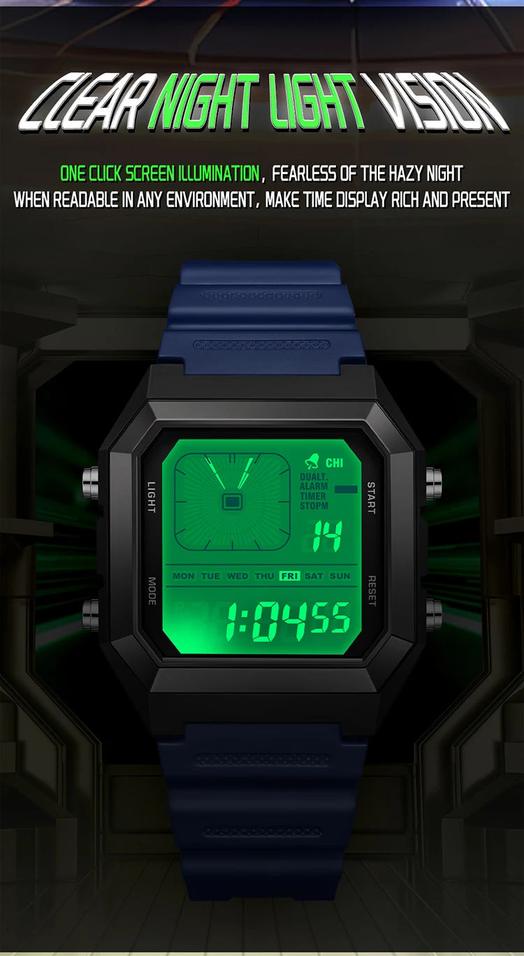 SANDA 6307 Fashion Digital Watches for Man Multifunction Luminous Chronograph Calendar Outdoor Sport Waterproof Electronic Watch