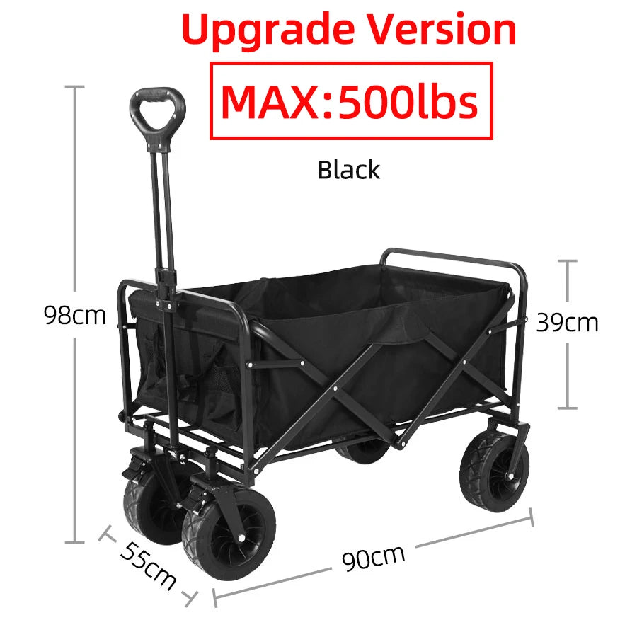 Large Weight Capacity Heavy Duty Wagon Cart Folding us Wagon for Outdoor Garden Beach wagon Camping Equipment with Cup Holders