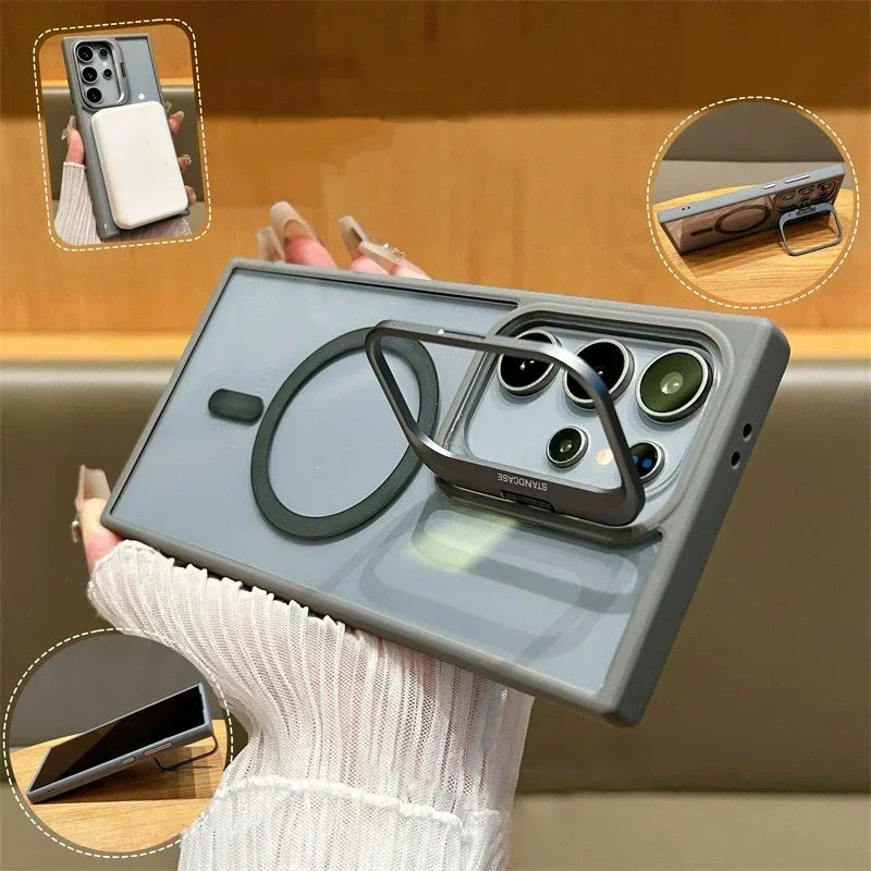 Camera Protector Holder Clear Phone Case For Samsung Galaxy S25 Ultra S24 S23 S22 S23 FE Plus Magsafe Magnetic Cover Capa Fundas