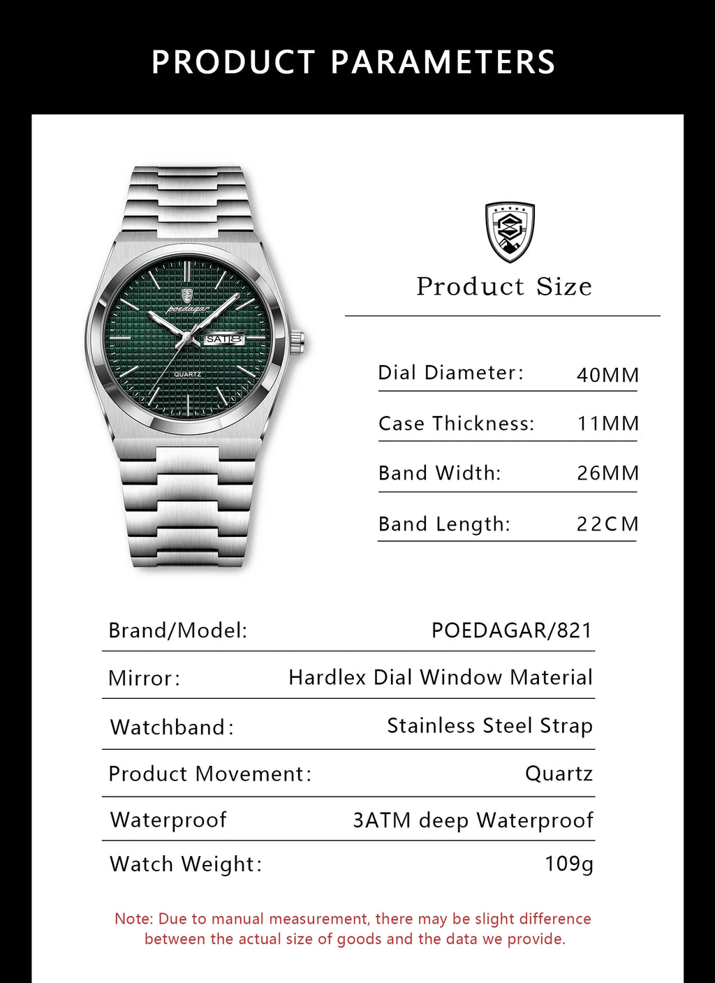 POEDAGAR Luxury Original Man Watch Waterproof Stainless Steel Luminous Men's Wristwatch Date Week Quartz Fashion Watches For Men