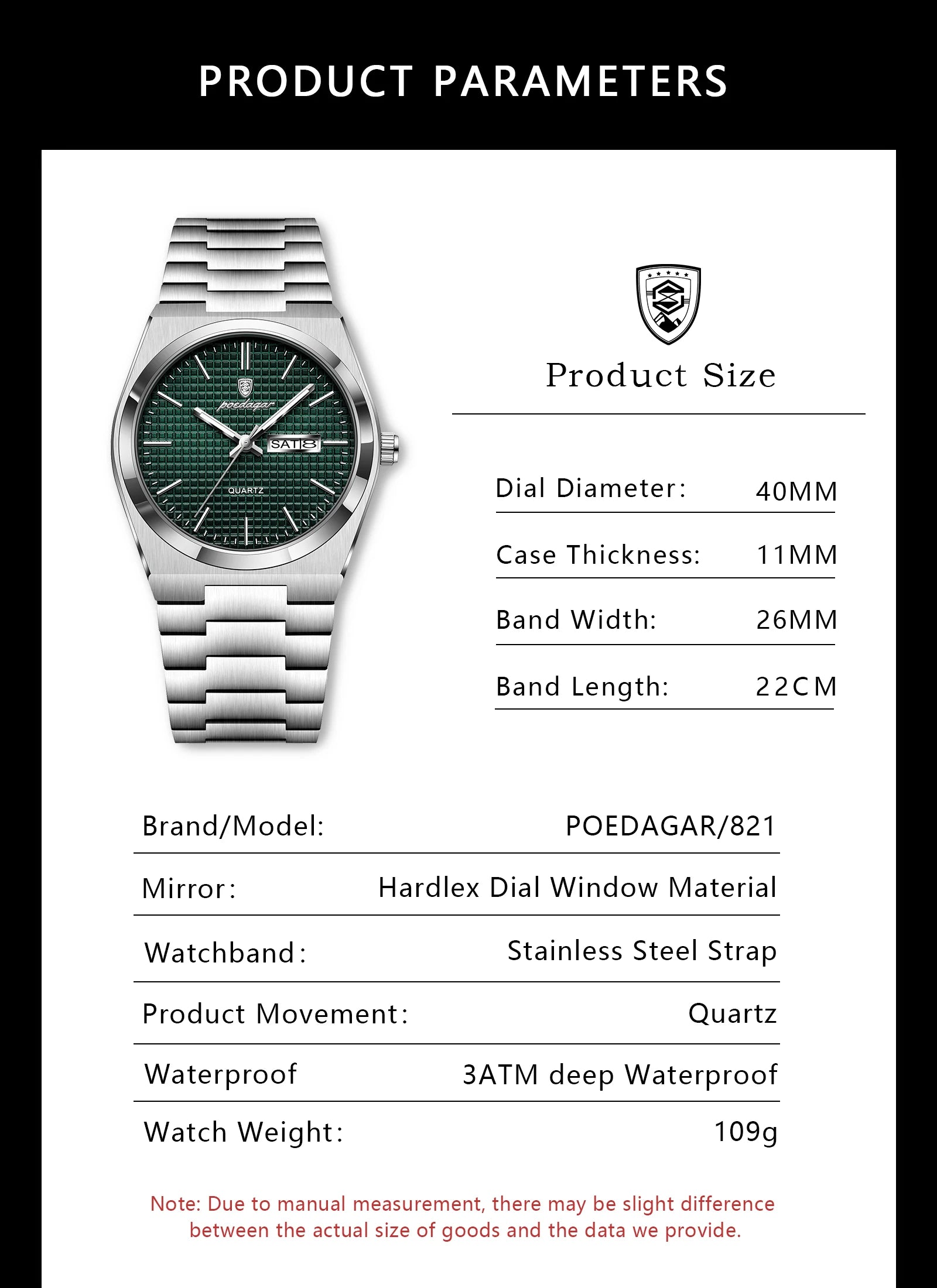 POEDAGAR Luxury Original Man Watch Waterproof Stainless Steel Luminous Men's Wristwatch Date Week Quartz Fashion Watches For Men
