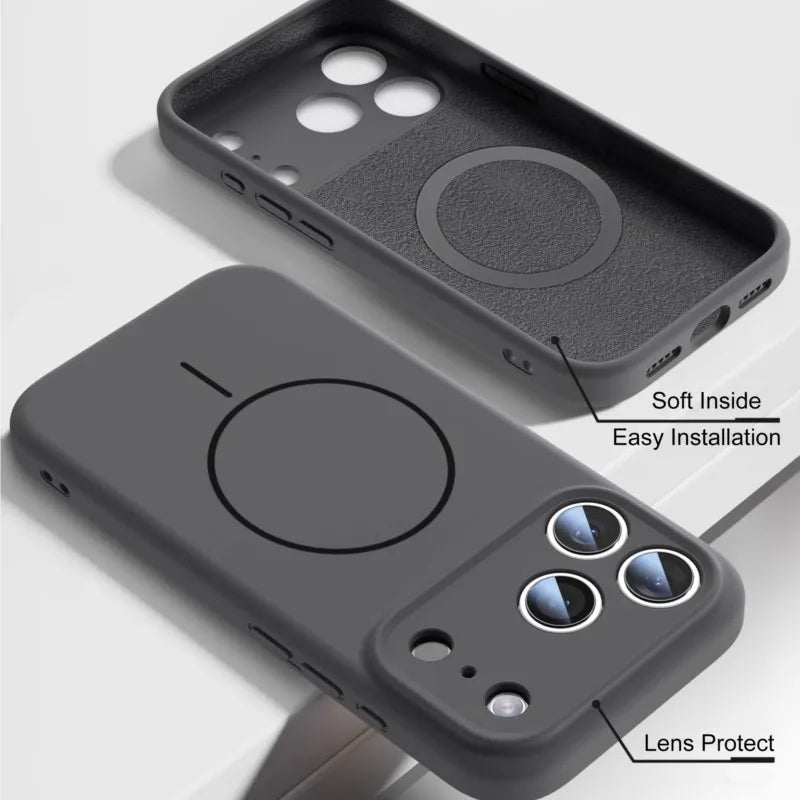 Luxury Liquid Silicone Case for iPhone 17 Air 16 16E 15 14 13 12 11 Pro Max Plus Soft For Magsafe Magnet Shockproof Matte Cover