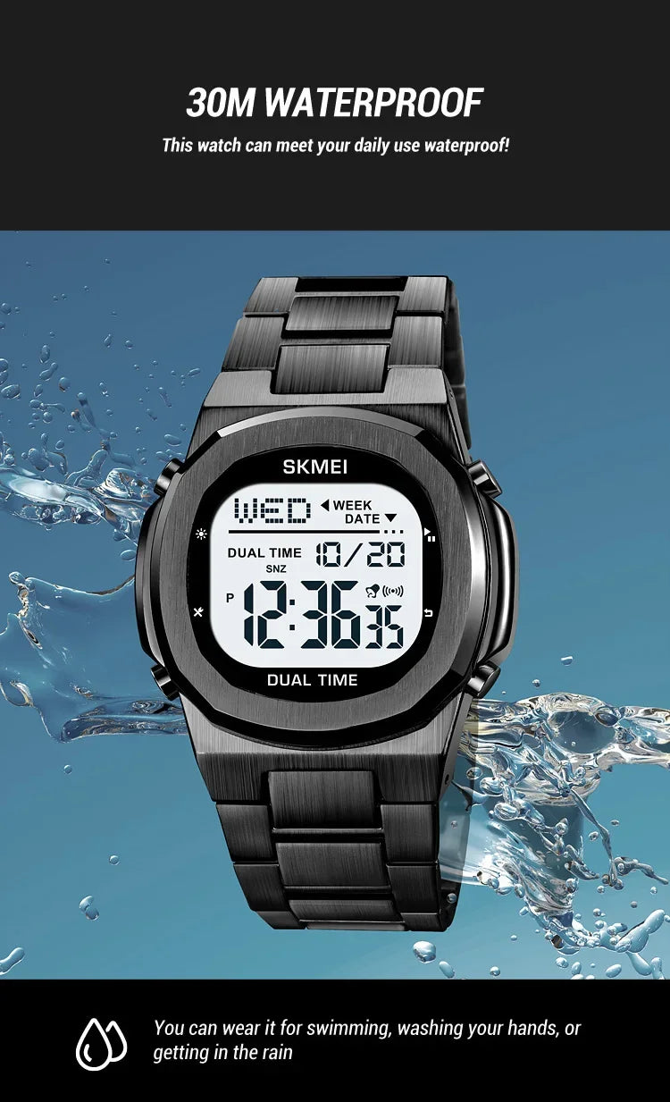 SKMEI 2004 Alarm Date Clock  relojes para hombre Glow Stop Watch Multifunction Mens Waterproof Electronic Sport Watch Wristwatch