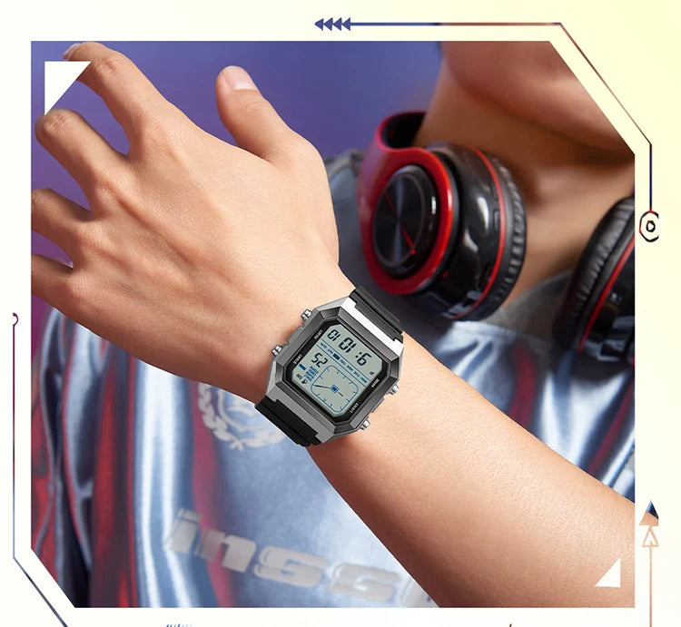 SANDA 6307 Fashion Digital Watches for Man Multifunction Luminous Chronograph Calendar Outdoor Sport Waterproof Electronic Watch