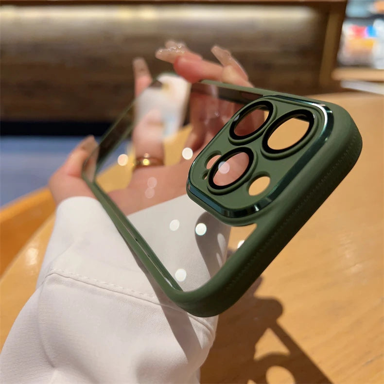 Original Gold Case For iPhone 16 Pro Max Glass Camera Protector Case for iPhone 15 13 12 14 Pro Max Transparent Shockproof Cover