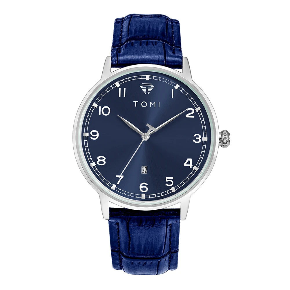 TOMI men's minimalist fashion watch circular dial calendar men's and women's casual quartz watch clock gift