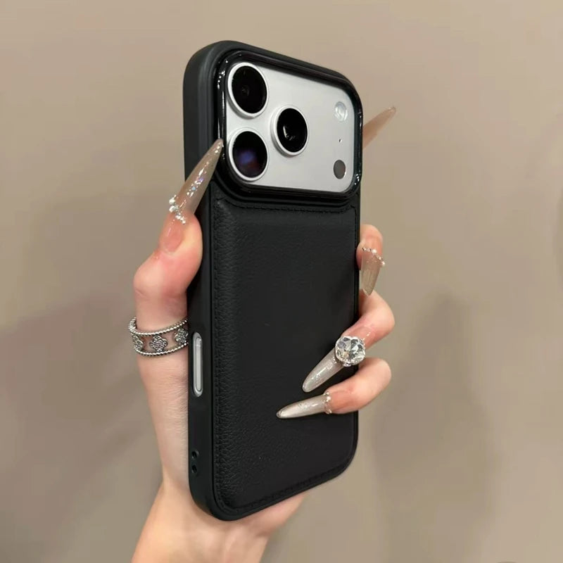 Luxury Drum Cortex Plain Phone Case For iPhone 11 12 13 14 15 16 17 Pro Max Plus Air Shockproof Bumper Cases Cover