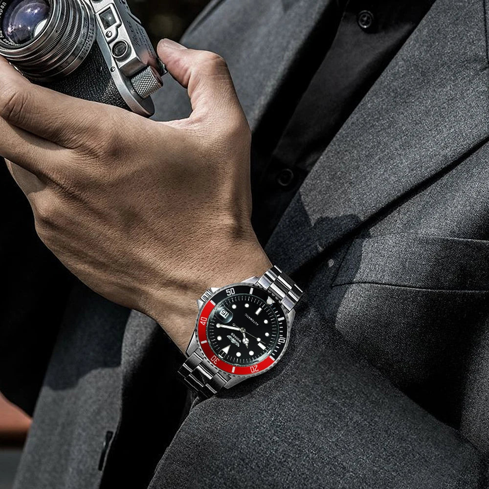 WINNER Classic Mechanical Watch for Men Rotating Bezel Luminous Calendar Fashion Business Automatic Watches Stainless Steel Band