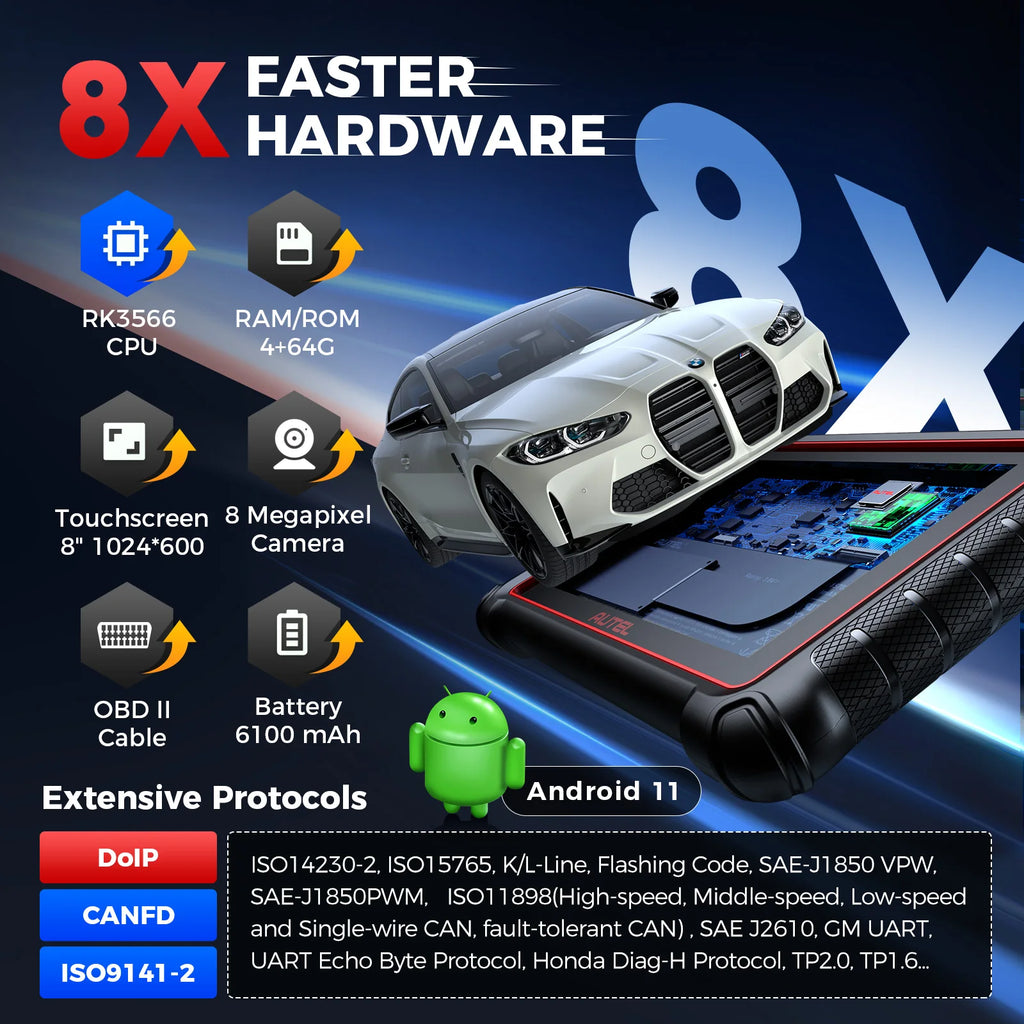 Autel MaxiCOM MK900 Diagnostic Tools CAN FD DoIP 8 Inch Bidirectional OBD2 Scanner Auto Diagnosis Upgrade of MX808S