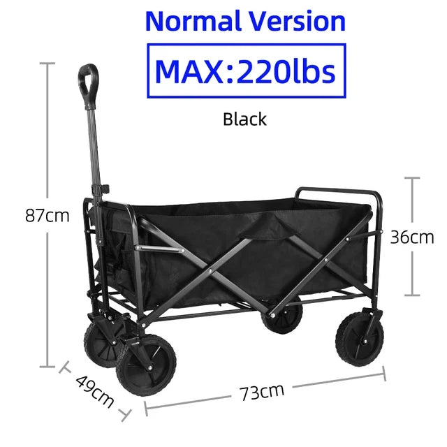 Large Weight Capacity Heavy Duty Wagon Cart Folding us Wagon for Outdoor Garden Beach wagon Camping Equipment with Cup Holders