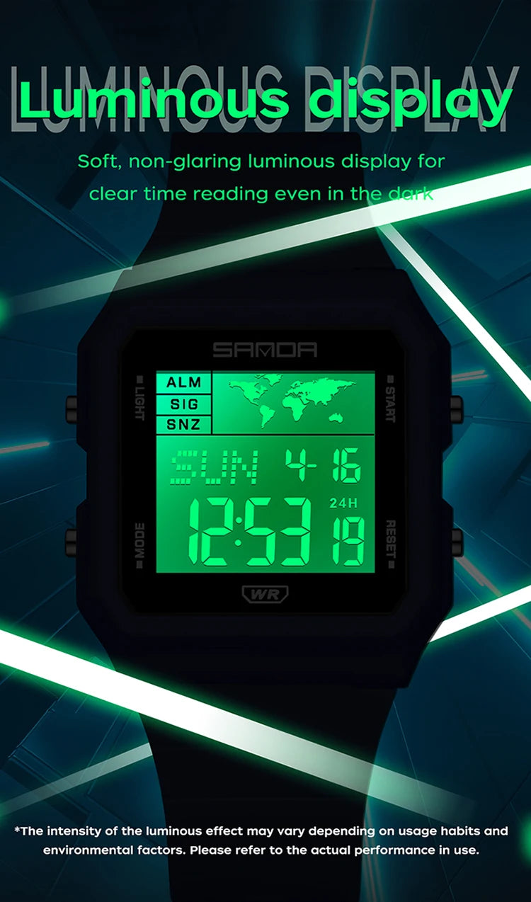 SANDA 2217 Sports Fashion Men Electronic Watches Multifunction Alarm Clock Countdown Luminous Waterproof Men's Digital Wristwatc