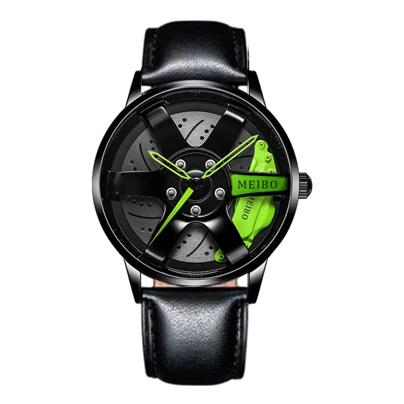 New Fashion Men Leather Watches Men Car Wheel Hub Stainless Steel Quartz Watch For Mens Military Sports Watch Relogio Masculino