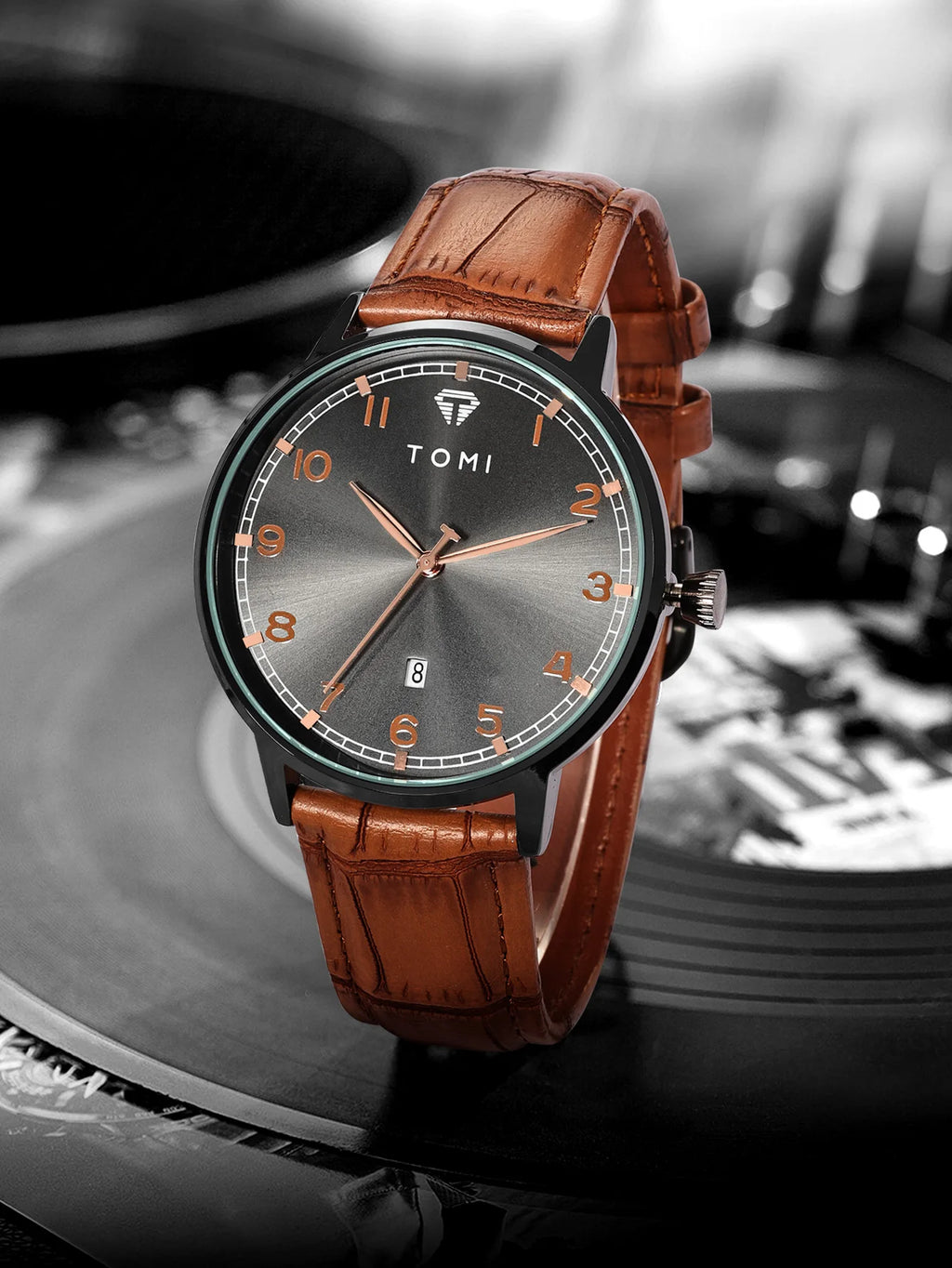 TOMI men's minimalist fashion watch circular dial calendar men's and women's casual quartz watch clock gift