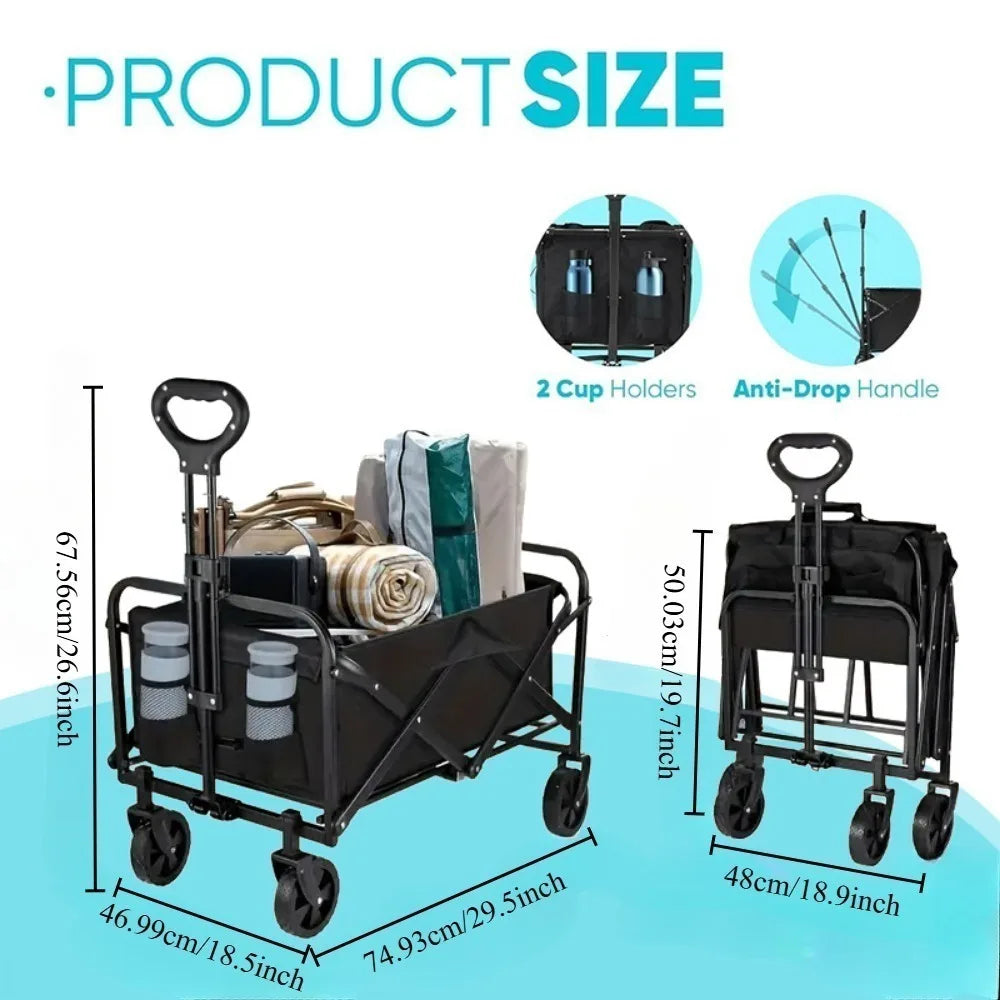 Cart Folding us Foldable Wagon, 330/450LB Heavy Duty Foldable Utility Garden Wagon With Terrain Car storage car Wheels, Side Pockets, Portable C