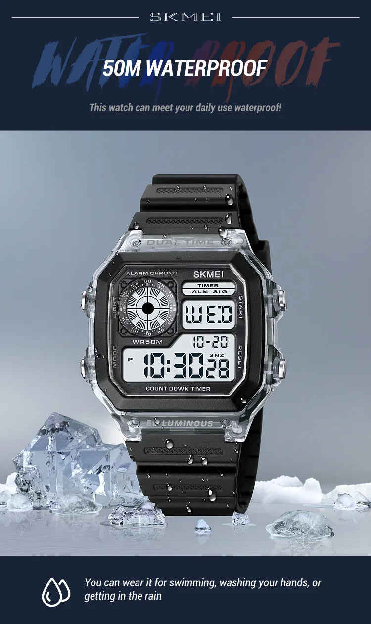 SKMEI 1998 Mens Multifunction 5Bar Waterproof Chrono Wristwatch Clock reloj hombre  Japan Digital Movement Countdown Sport Watch