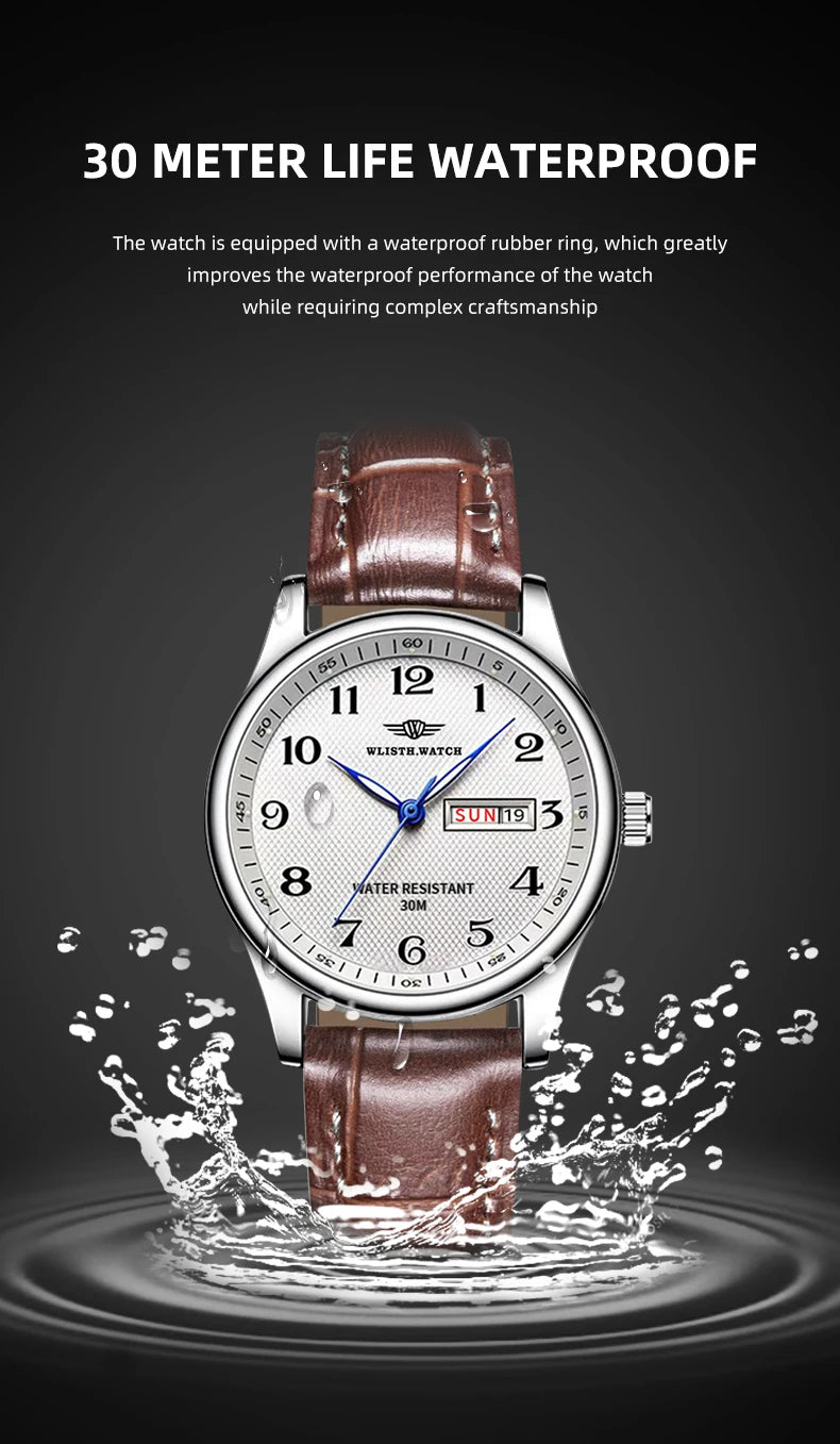 Vintage ultra-thin watch, atmospheric men's night light waterproof quartz watch, give gift