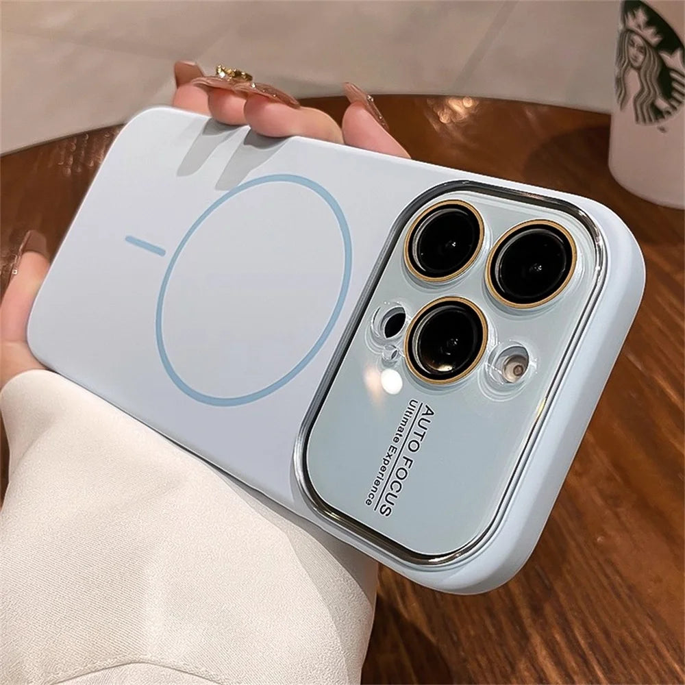 Advanced Liquid Phone Case For iPhone 17 16 14 15 Pro Max Magnetic Charging Glass Lens Protective Cover Silicone Couple Set