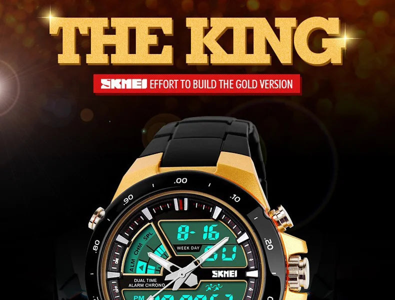 SKMEI 1016 Men Fashion Casual Alarm Clock Waterproof Military Chrono Dual Display Wristwatches Relogio Masculino Sport Watch