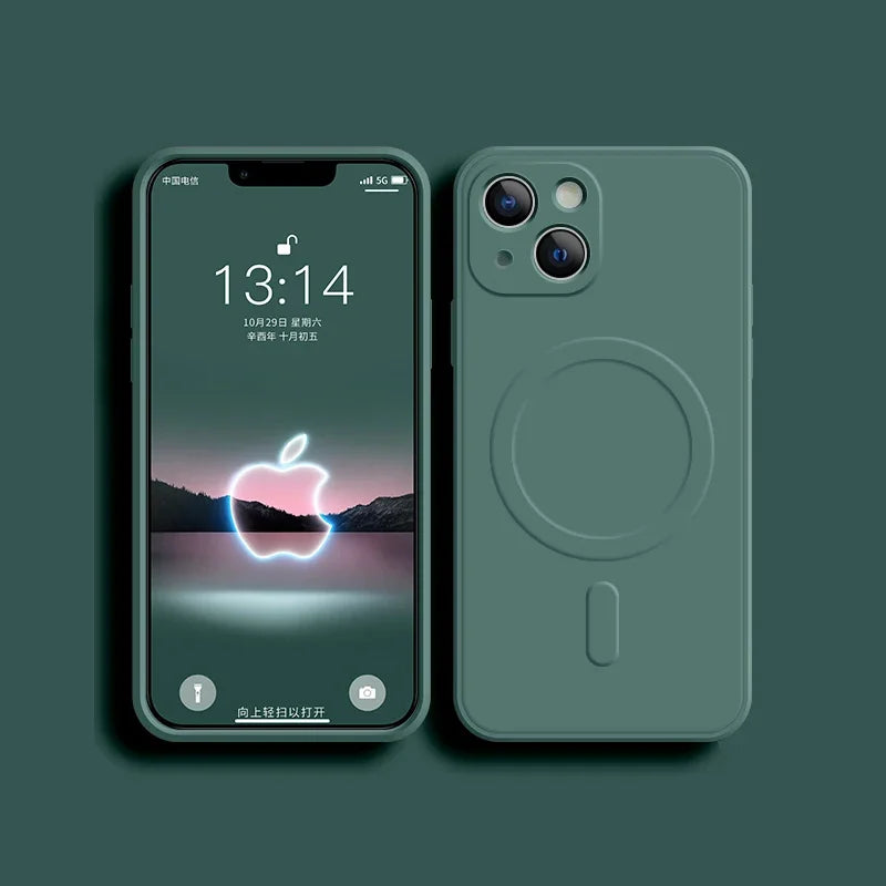 For Magsafe Magnetic Wireless Charge Case For iPhone 17 16 14 13 12 11 15 Pro Max Mini XR XS Soft Liquid Silicone Back Cover