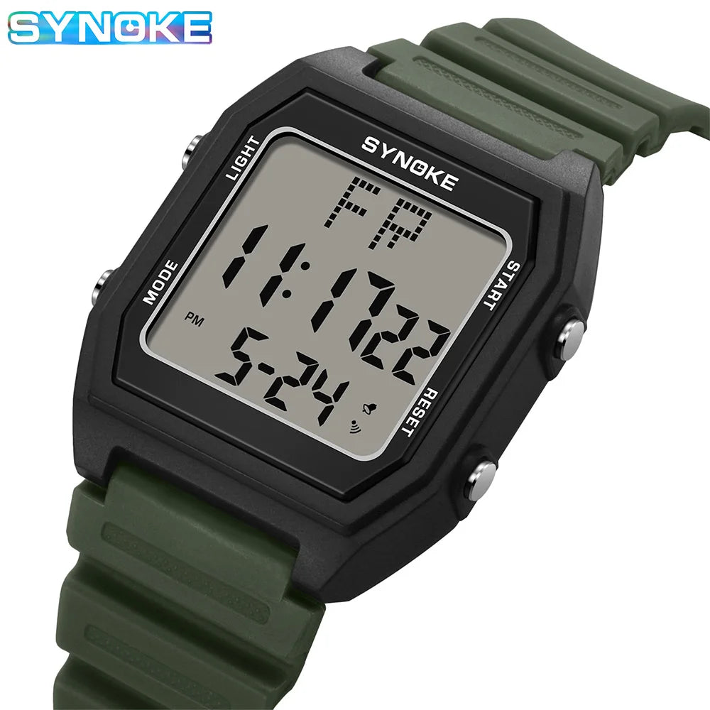 SYNOKE Digital Watches Men Military Sports Luminous Chronograph Waterproof Male Electronic Wrist Watches Square Watch