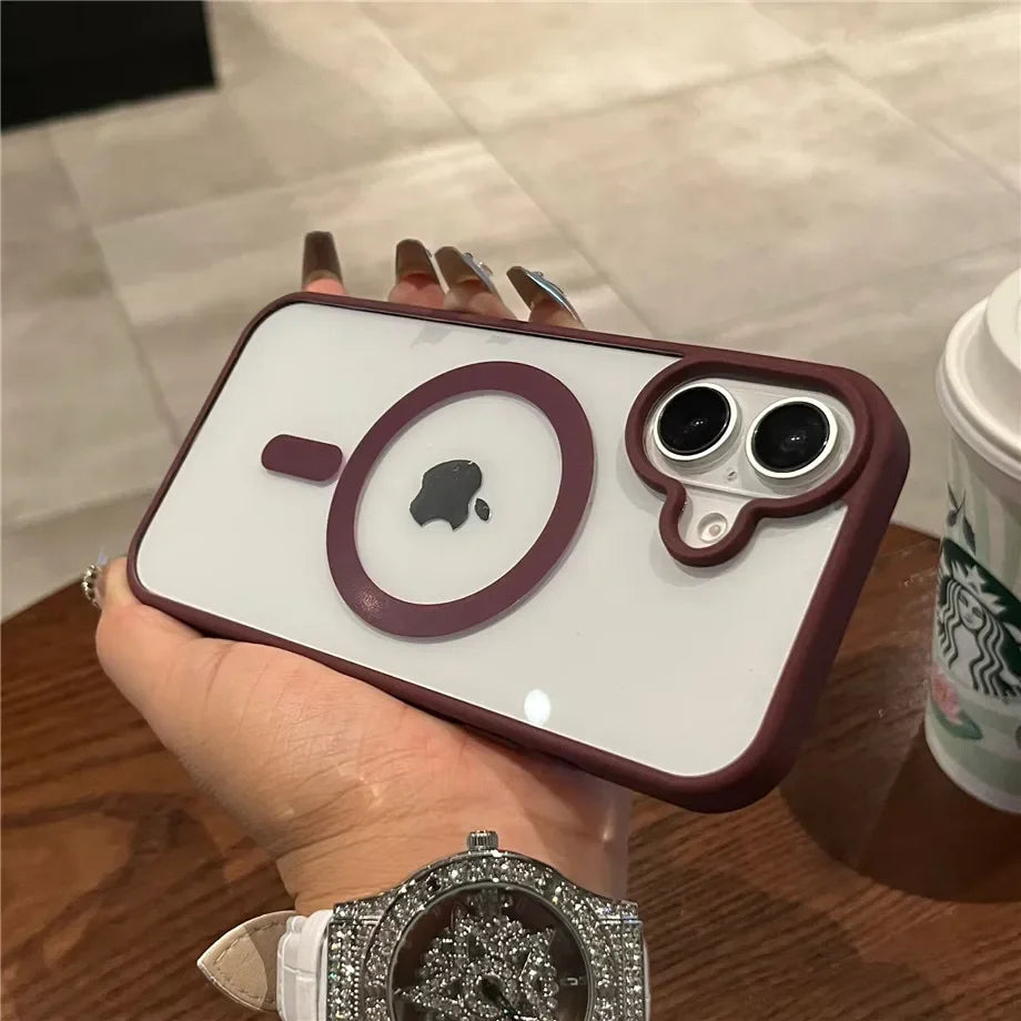 Luxury For Magsafe Transparent Case For iPhone 17 16 15 14 13 12 11 Pro Max Mini 17 Air Magnetic Wireless Charge Bumper Cover