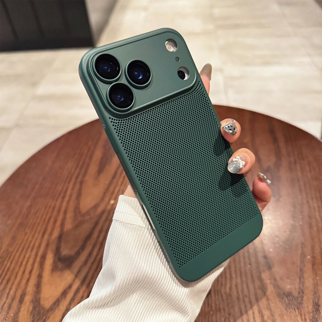Original Cooling Grid Heat Dissipation Phone Case For iPhone 17Air 16 16E 15 14 13 12 11 17 Pro Max Mesh Breathable Hard Cover
