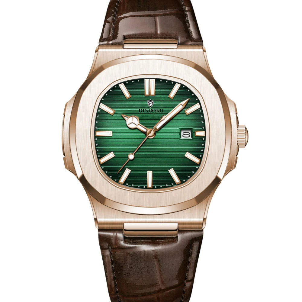 New Casual Business Fashion Quartz Wristwatches Rose Gold Clock Men Luxury Watch Automatic Watches Mens Black Relogio Masculino