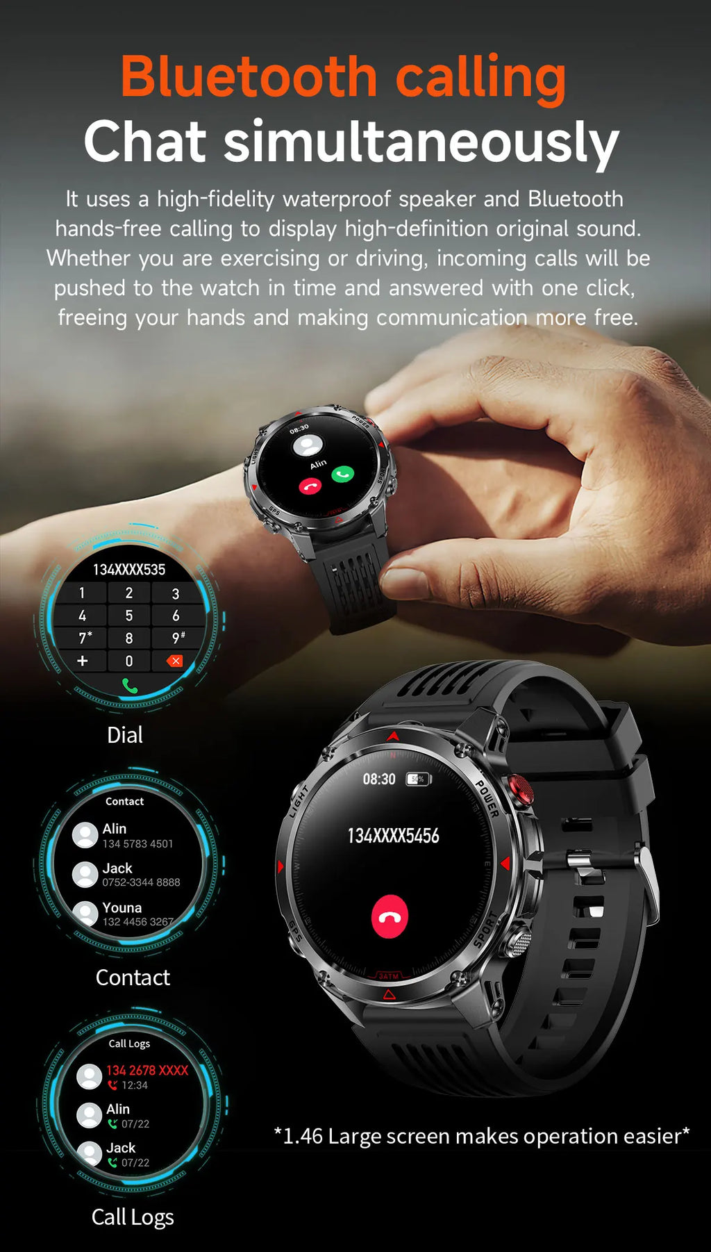 2025 New Professional GPS Sports Smart Watch Outdoor RIDE Run GPS track Swim Watchs Compass Altimeter 3ATM Sports Bracelets Men