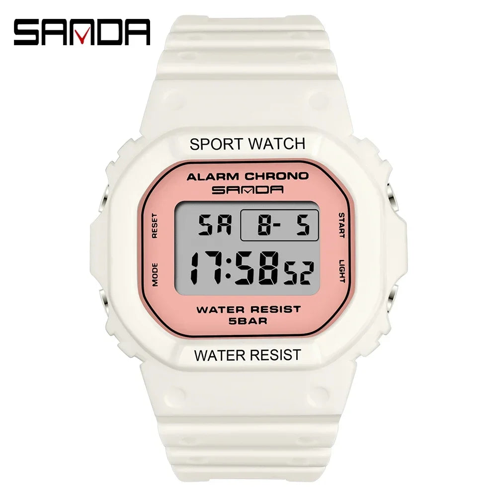 SANDA 293  Waterproof Watch Fashion Brand Ladies Watches For Women Sport Digital Wristwatches Female Clock LED Display 50m