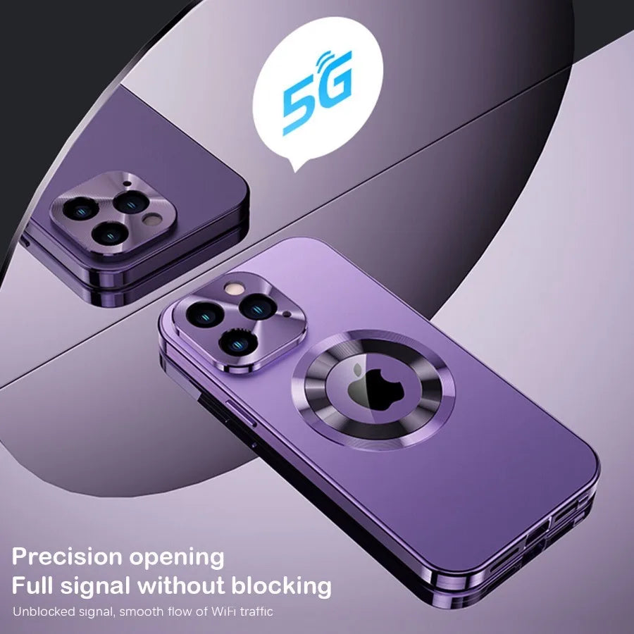 For iPhone 17 16 15 14 13 12Pro Max Full Aluminum Metal Magnetic Case Double-Sided Protection Shockproof Cover Screen Protector