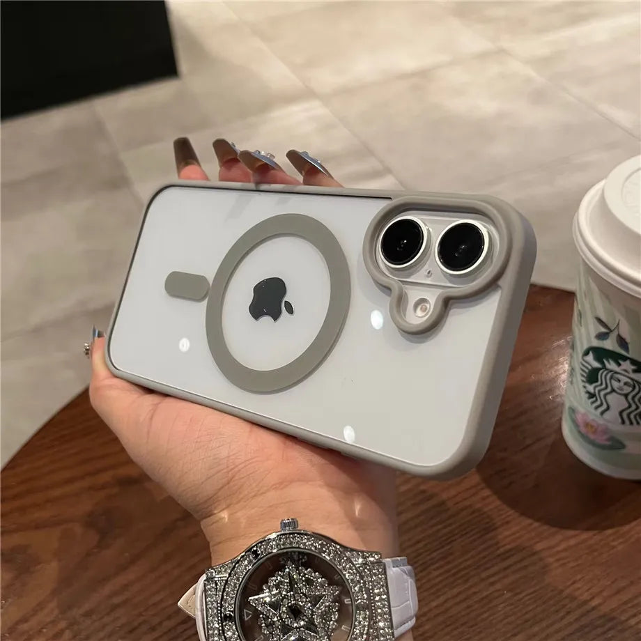 Luxury For Magsafe Transparent Case For iPhone 17 16 15 14 13 12 11 Pro Max Mini 17 Air Magnetic Wireless Charge Bumper Cover