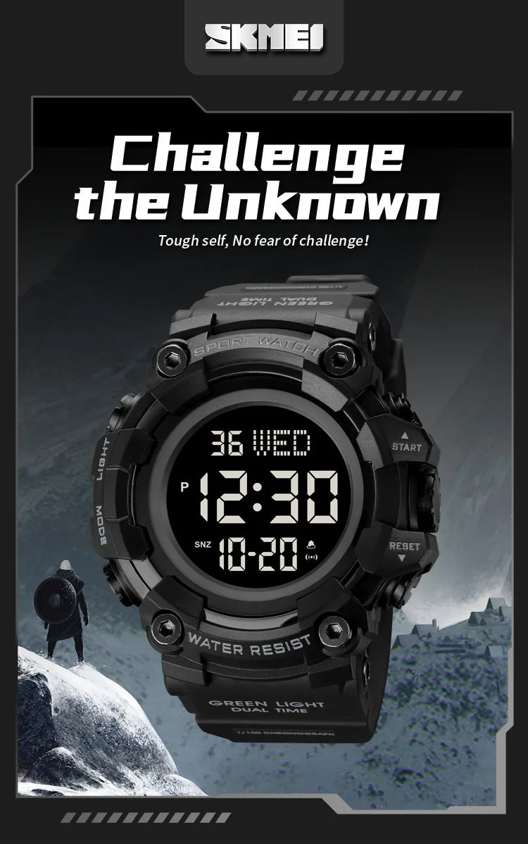 Skmei Luxury Fashion Sports Watches Men Waterproof Stopwatch Dual Time Digital Wristwatch Big Dial Clock Reloj Hombre