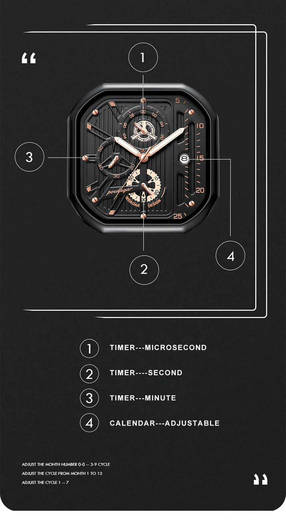 POEDAGAR New Luxury Casual Men's Quartz Watch Chronograph Date Waterproof Luminous Leather Man Watches Military Sports Men Watch