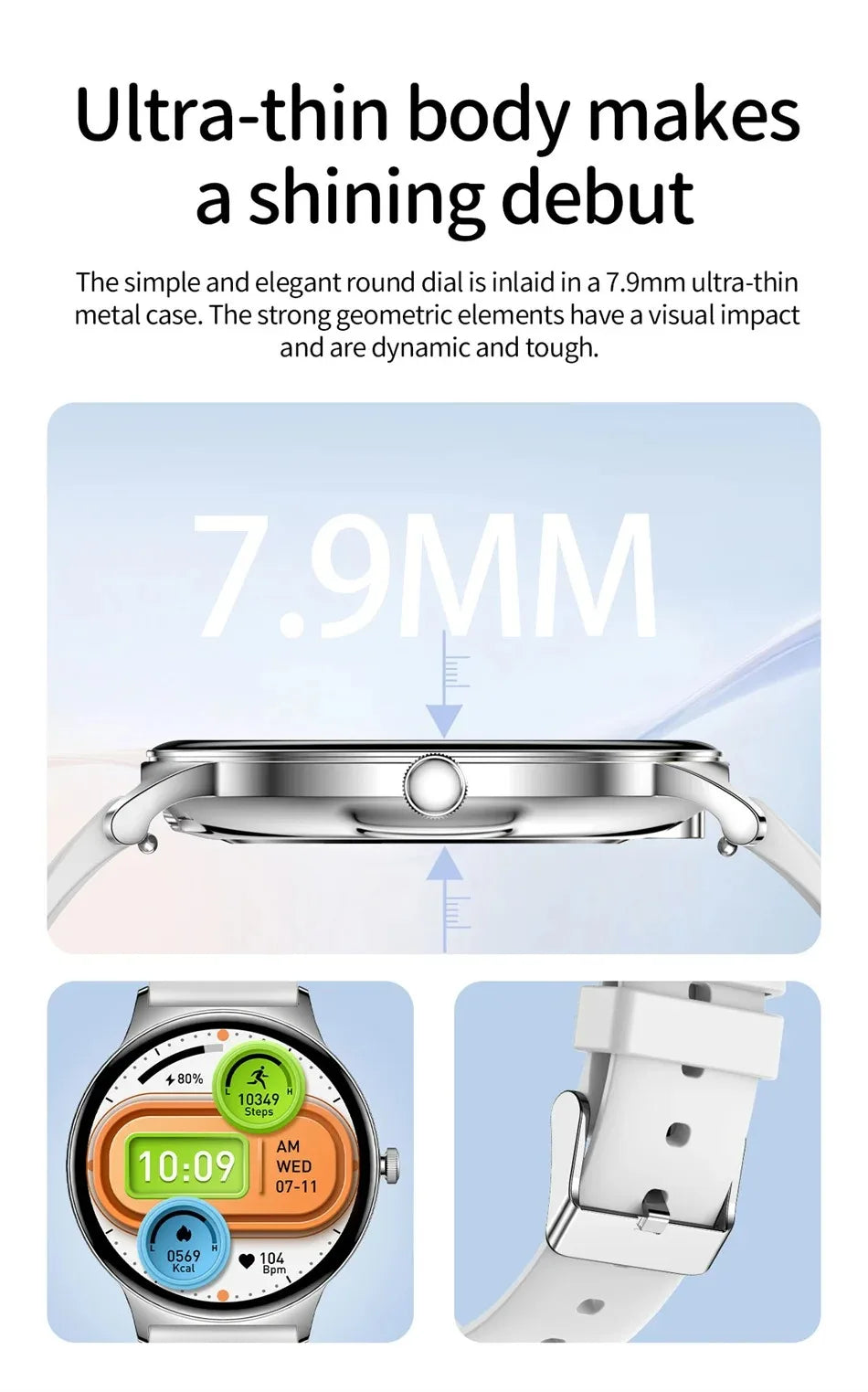 2026 New 7.9MM Ultra Thin Smart Watch Women Screen Always Display Time Sports Bracelet Bluetooth Call Fashion Smartwatches ios