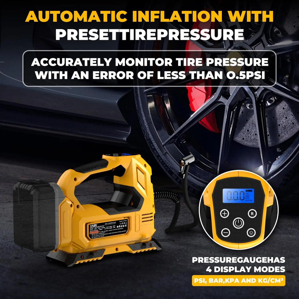 Cordless Tire Inflator Air Compressor for Dewalt us 20V Max Battery,160PSI Portable LED Light Handheld Pump with Digital Pressure