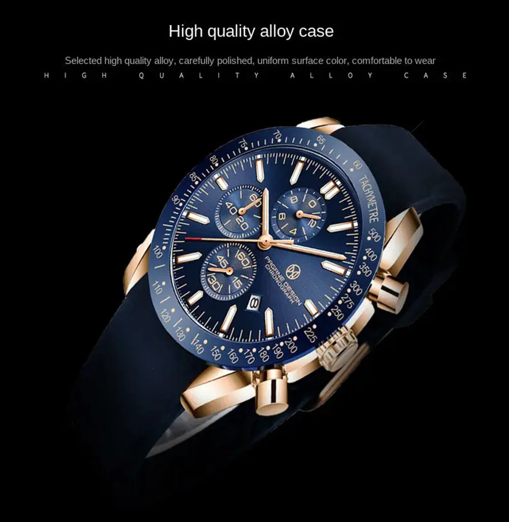 Pagane Design 2026 New Men's Quartz Chronograph Luxury Sapphire Stainless Steel Waterproof 3Bar Night Light C3 Casual Watch